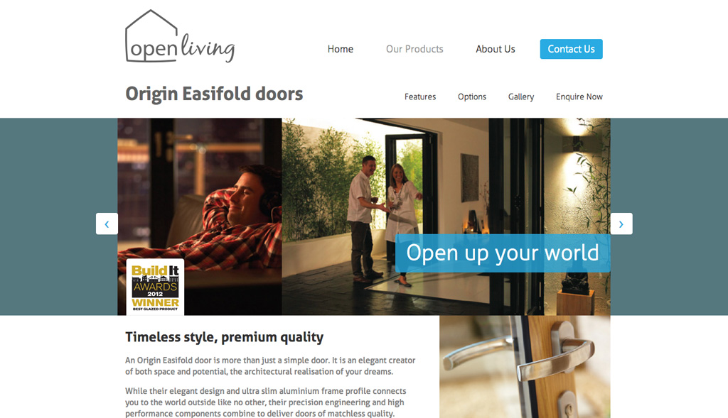 Website design for Open Living