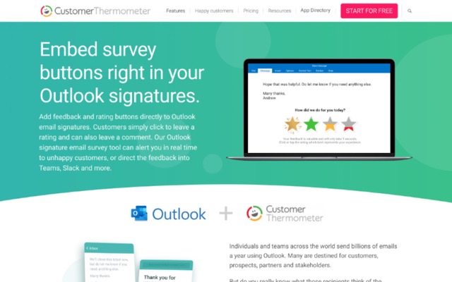 website design for customer thermometer